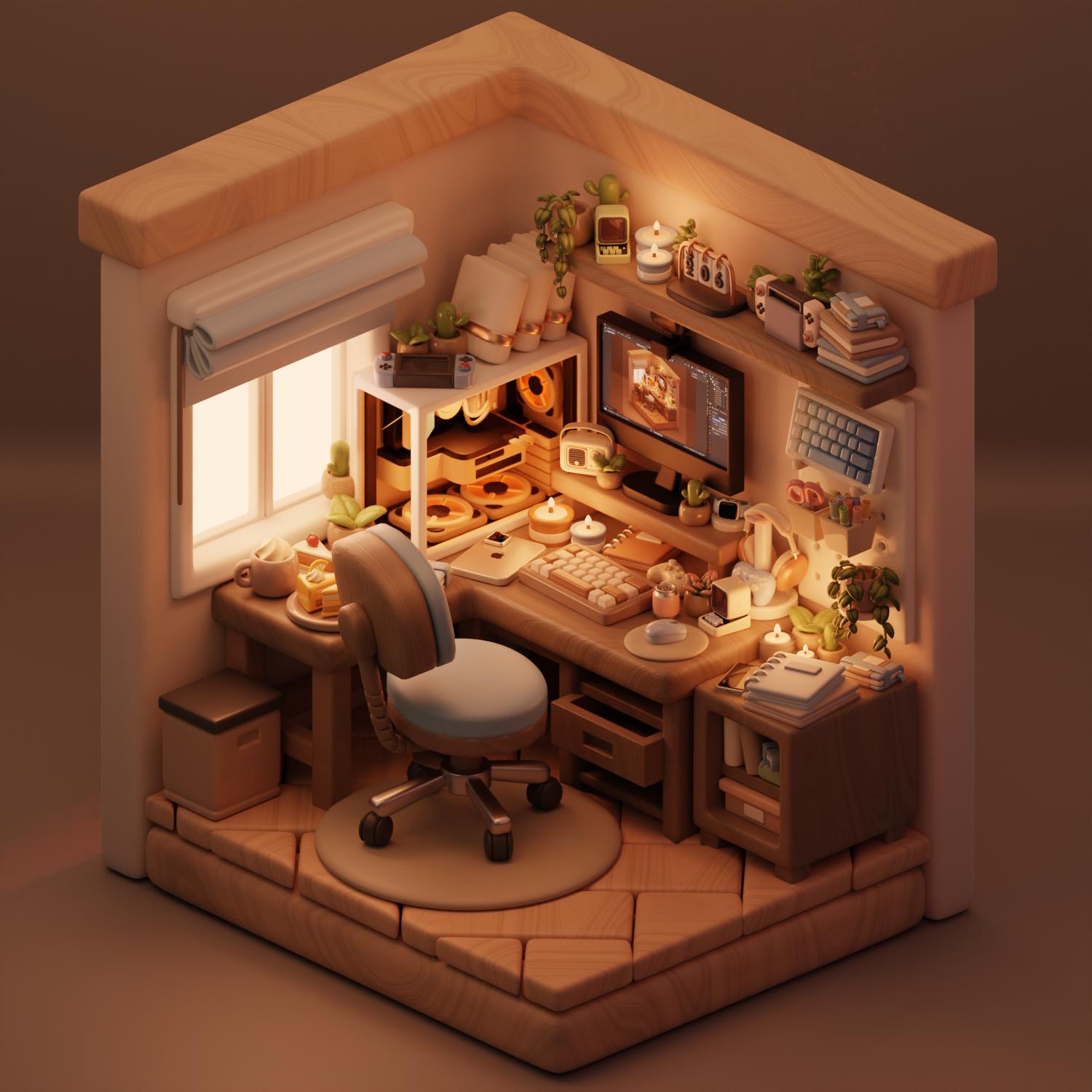 AI Miniature Desk Setup