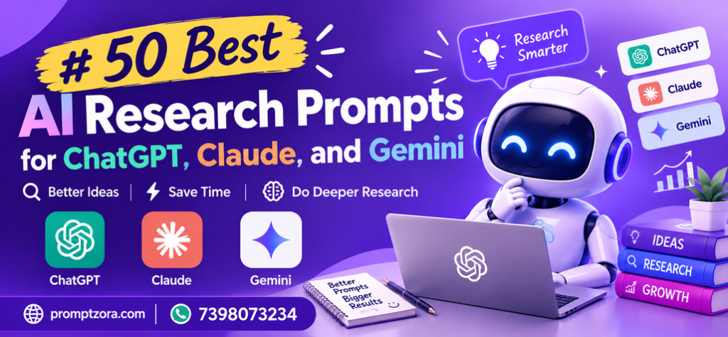 50 Best AI Research Prompts for ChatGPT, Claude, and Gemini.